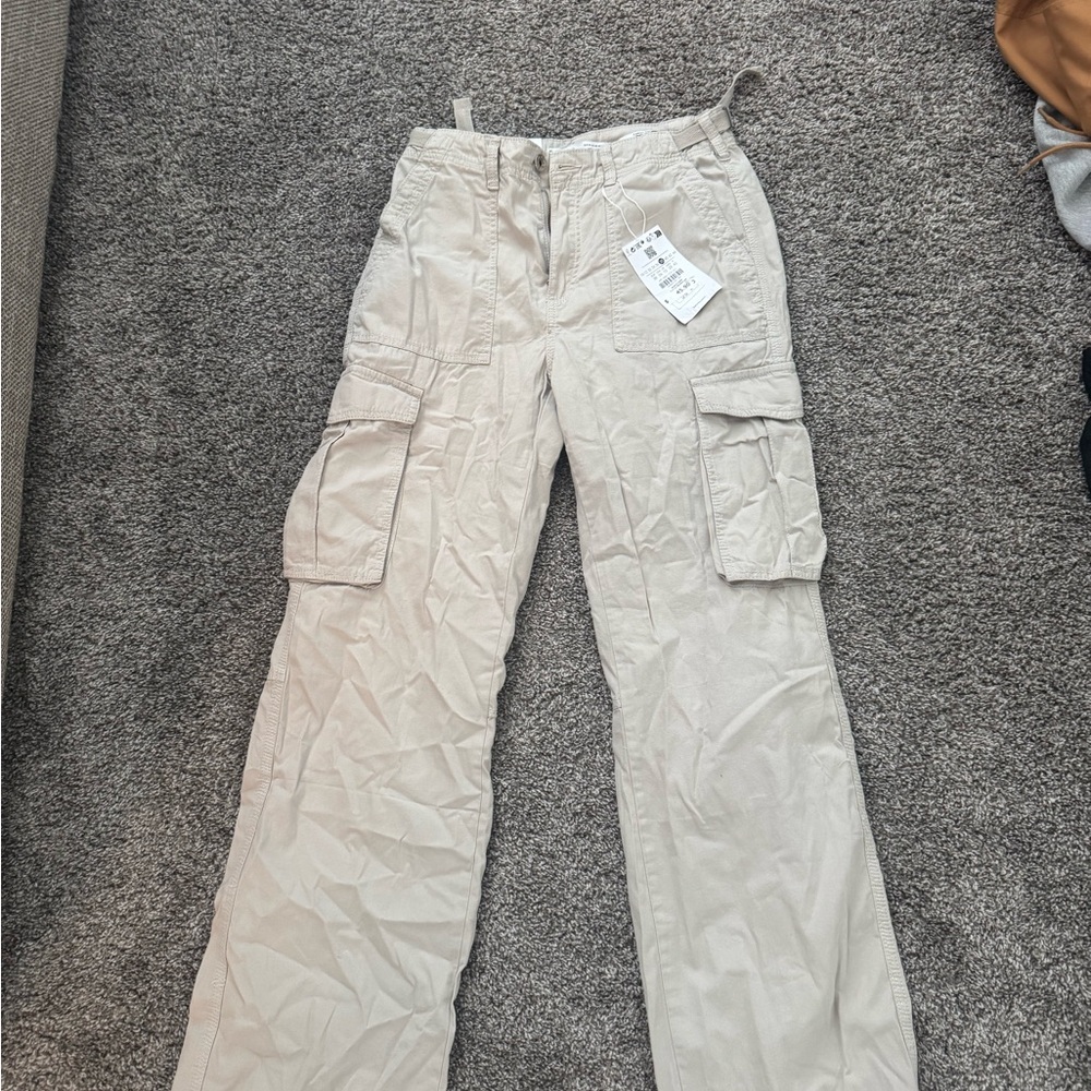 Bershka Cream Cargo Pants